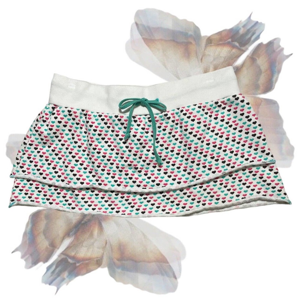 Split Y2K Hearts Sporty Micro Mini Skirt (S)